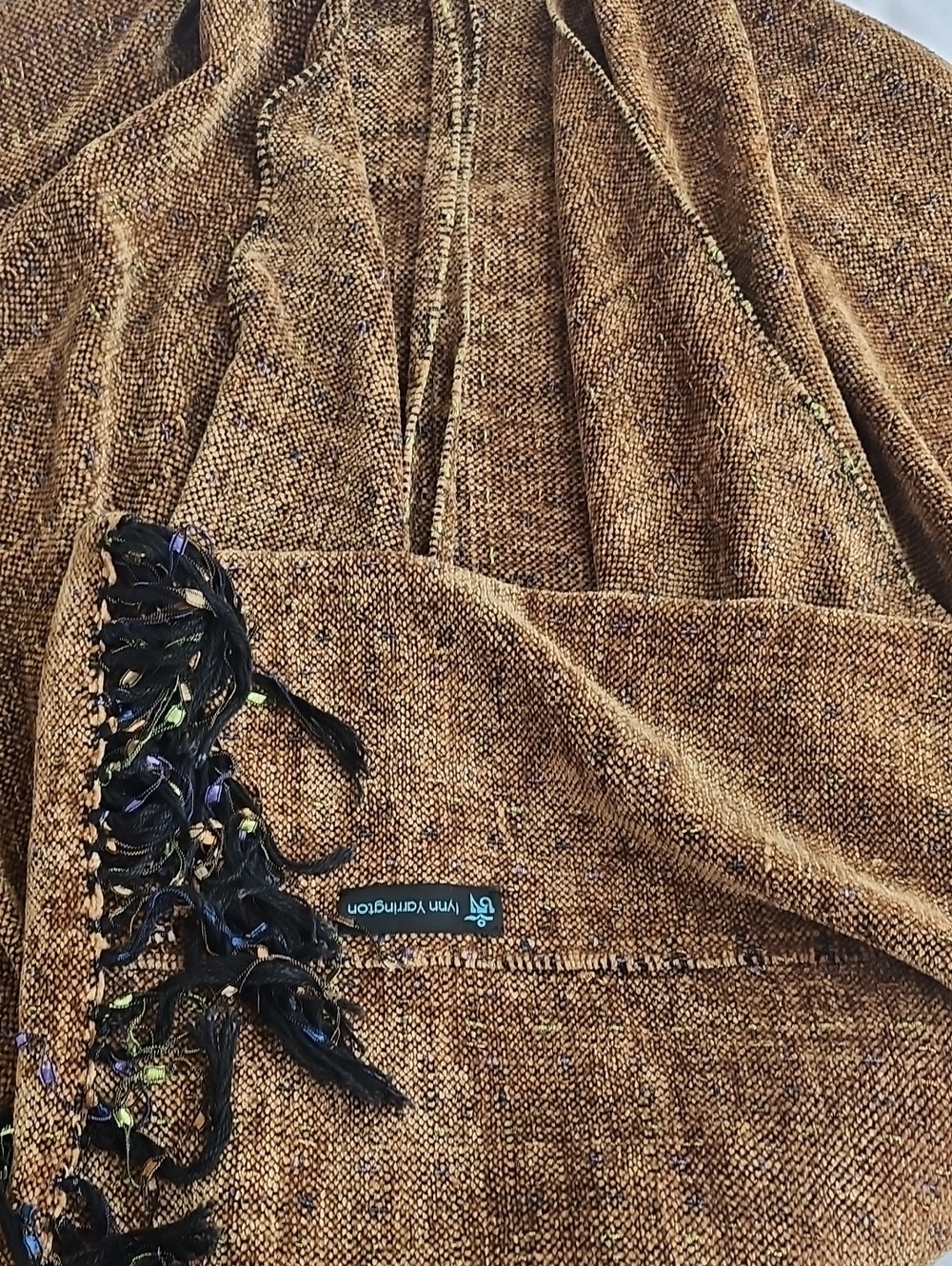 LYNN YARRINGTON Artisan Oversized Hand-Woven Chenille Poncho / Wrap Cape